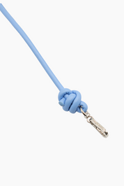 Light Blue Knotted Leather Chain 80cm